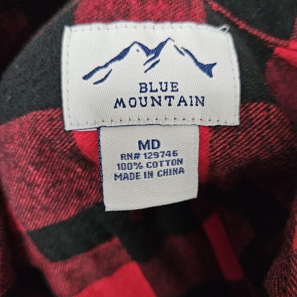Blue Mountain Buffalo Check Flannel Shirt Men's Medium Black Red Outdoors Hiking - Picture 2 of 6